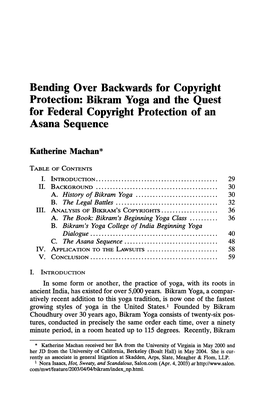 Bikram Yoga and the Quest for Federal Copyright Protection of an Asana Sequence