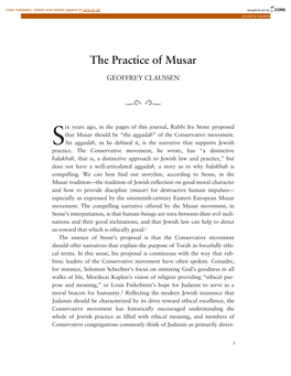The Practice of Musar