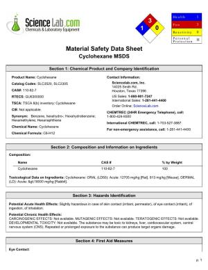 Material Safety Data Sheet Cyclohexane MSDS