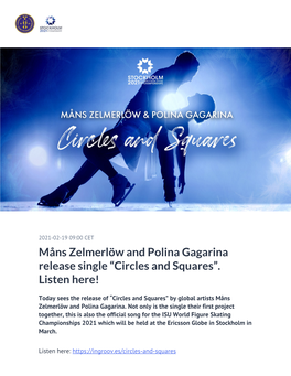 Måns Zelmerlöw and Polina Gagarina Release Single “Circles and Squares”. Listen Here!