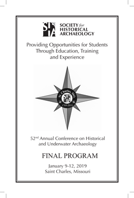 FINAL PROGRAM January 9-12, 2019 Saint Charles, Missouri