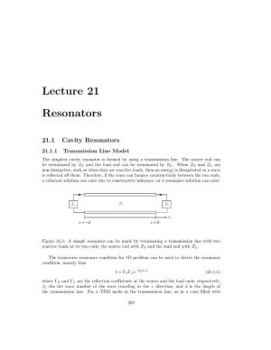 Lecture 21 Resonators