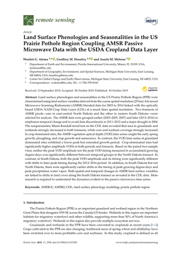 Land Surface Phenologies and Seasonalities in the US Prairie Pothole Region Coupling AMSR Passive Microwave Data with the USDA Cropland Data Layer