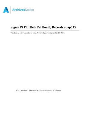 Sigma Pi Phi, Beta Psi Boulé; Records Apap333