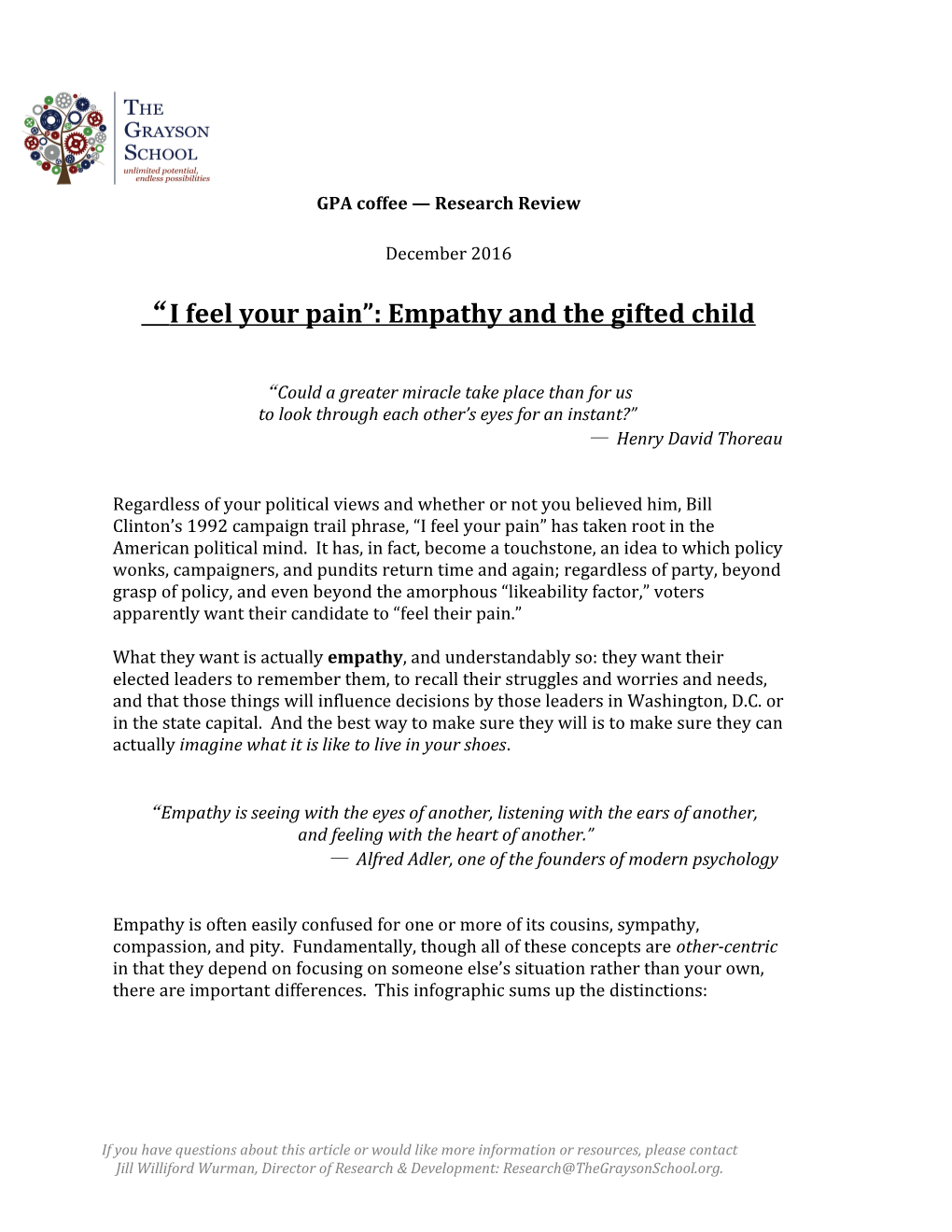 I Feel Your Pain : Empathy and the Gifted Child