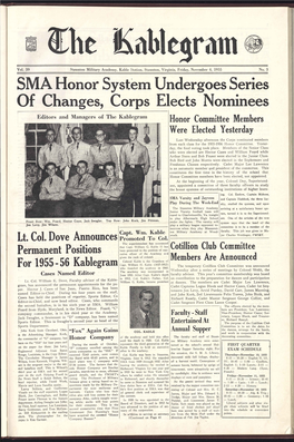 SMA Honor System Undergoes Series of Changes, Corps Elects Nominees Editors and Managers of the Kablegram Honor Committee Members Were Elected Yesterday