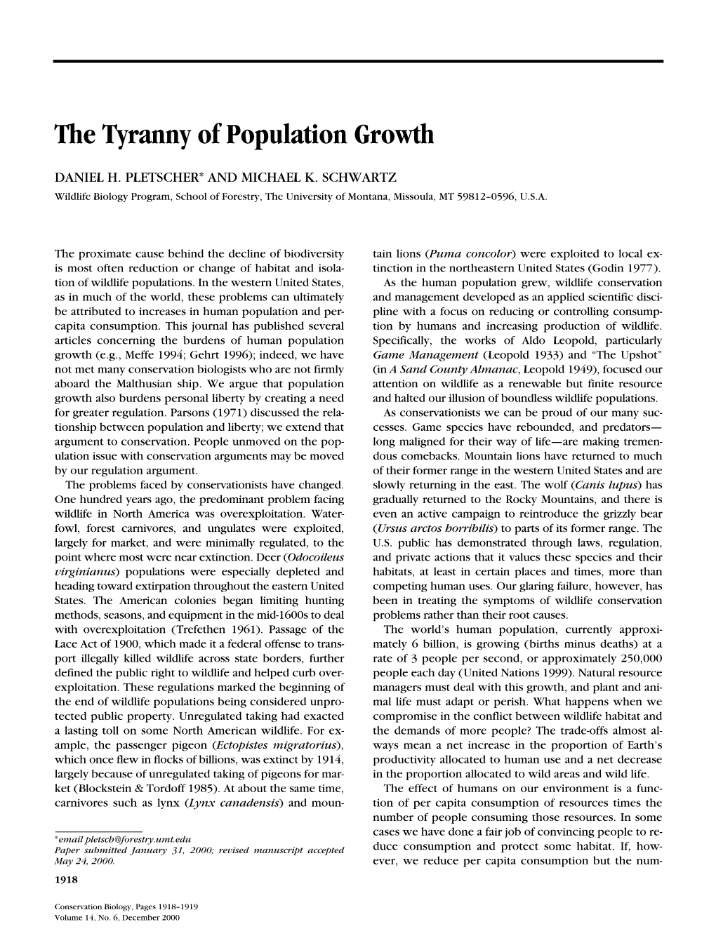 The Tyranny of Population Growth