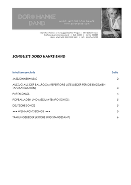 Songliste Doro Hanke Band