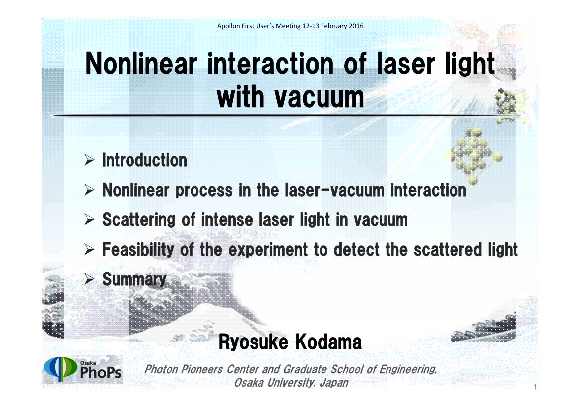 Nonlinear Interaction of Laser Light with Vacuum