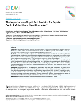 The Importance of Lipid Raft Proteins for Sepsis: Could Raftlin-2 Be a New Biomarker?