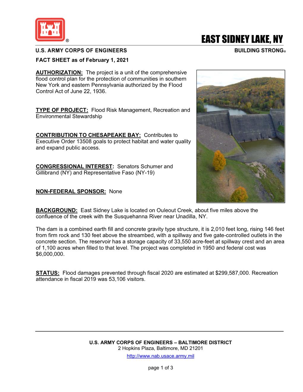 East Sidney Lake 2021 Fact Sheet