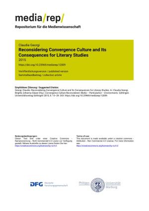 Reconsidering Convergence Culture and Its Consequences for Literary Studies 2015