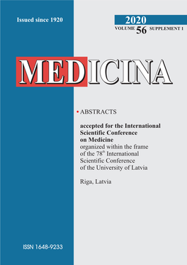 Abstracts of the International Scientific Conference on Medicine Organized Within the Frame of the 78Th International