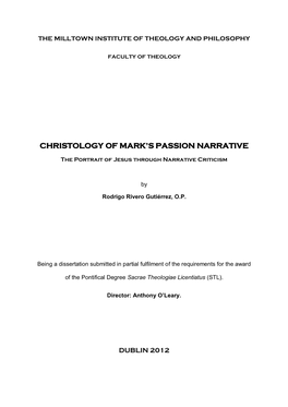 Christology of Mark's Passion Narrative