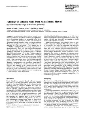 Petrology of Volcanic Rocks from Kaula Island, Hawaii Implications for the Origin of Hawaiian Phonolites