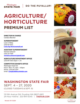 Agriculture/ Horticulture Premium List