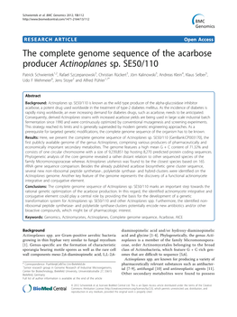 The Complete Genome Sequence of the Acarbose Producer Actinoplanes Sp
