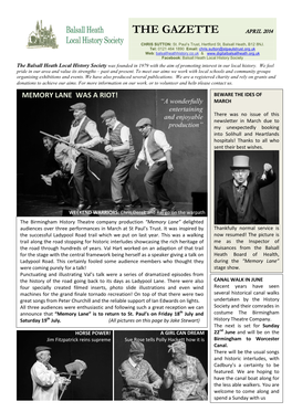 BHLHS Gazette March and April 2014