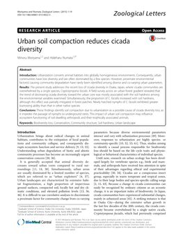 Urban Soil Compaction Reduces Cicada Diversity Minoru Moriyama1,2 and Hideharu Numata1,3*
