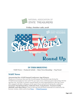 IN THIS BRIEFING NAST News — Featured Article — State News Roundup — Top Tweet