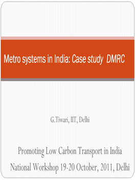 Promoting Low Carbon Transport in India National Workshop 19-20