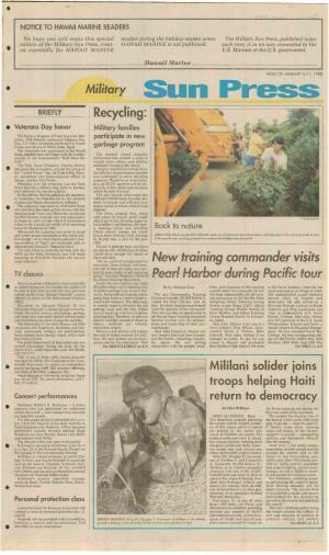 Military Sun Press, Published Twice Edition of the Military Sun Press, Treat- HAWAII MARINE Is Not Published