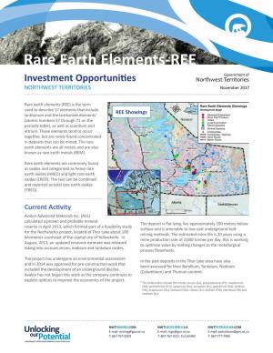 Rare Earth Elements-REE Investment Opportunities NORTHWEST TERRITORIES November 2017