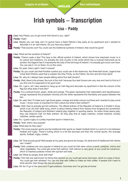 Irish Symbols – Transcription Lisa – Paddy