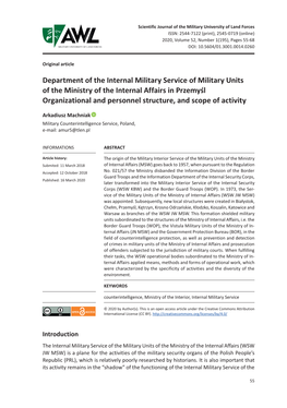 Department of the Internal Military Service of Military Units of the Ministry of the Internal Affairs in Przemyśl Organizationa