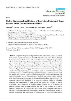 Global Biogeographical Pattern of Ecosystem Functional Types Derived from Earth Observation Data