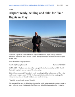 Airport 'Ready, Willing and Able' for Flair Flights in May
