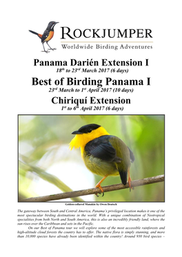 Best of Birding Panama I 23Rd March to 1St April 2017 (10 Days)