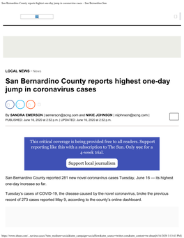 San Bernardino County Reports Highest One-Day Jump in Coronavirus Cases – San Bernardino Sun