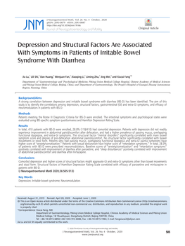 Depression and Structural Factors Are Associated with Symptoms in Patients of Irritable Bowel Syndrome with Diarrhea