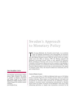 Sweden's Approach to Monetary Policy