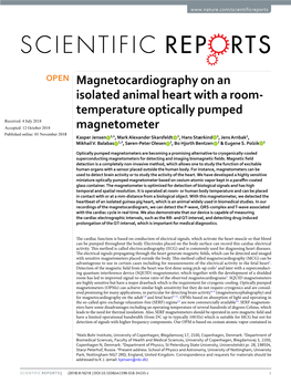 Magnetocardiography on an Isolated Animal Heart with a Room