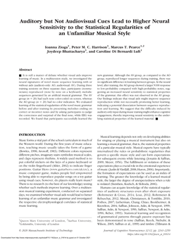 Auditory but Not Audiovisual Cues Lead to Higher Neural Sensitivity to the Statistical Regularities of an Unfamiliar Musical Style