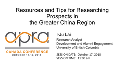 Resources and Tips for Researching Prospects in the Greater China Region