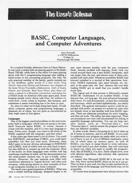 The User's Column, December 1980, BYTE Magazine
