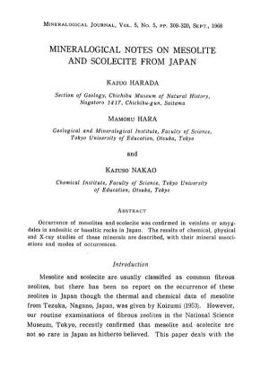 Mineralogical Notes on Mesolite and Scolecite from Japan