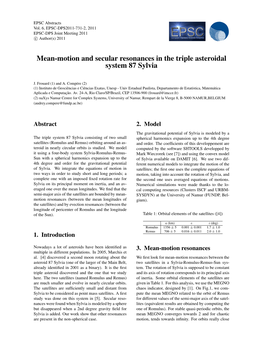 Mean-Motion and Secular Resonances in the Triple Asteroidal System 87 Sylvia