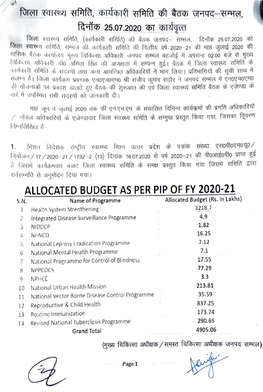Allocated Budget As Per Pip of Fy 2020-21 S.N
