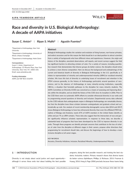 Race and Diversity in US Biological Anthropology