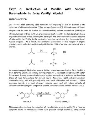 Reduction of Vanillin with Sodium Borohydride to Form Vanillyl Alcohol