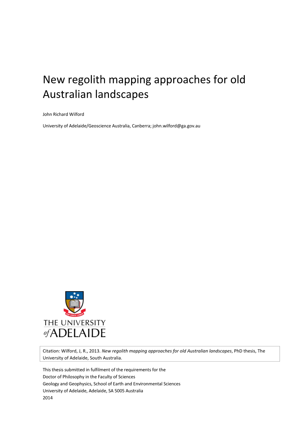 New Regolith Mapping Approaches for Old Australian Landscapes