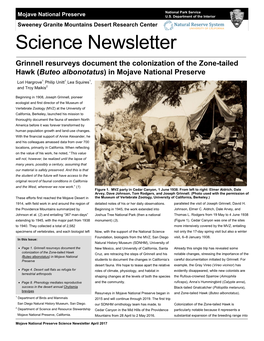 Science Newsletter Grinnell Resurveys Document the Colonization of the Zone-Tailed Hawk (Buteo Albonotatus) in Mojave National Preserve
