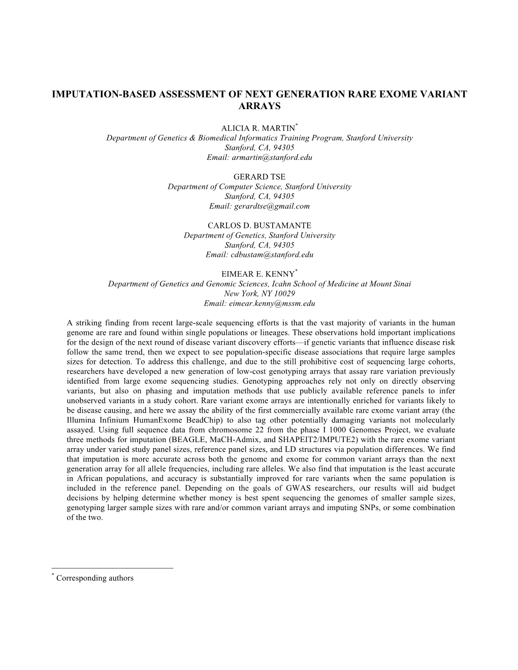 Imputation-Based Assessment of Next Generation Rare Exome Variant Arrays