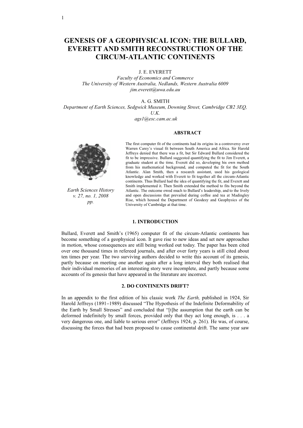 The Bullard, Everett and Smith Reconstruction of the Circum-Atlantic Continents