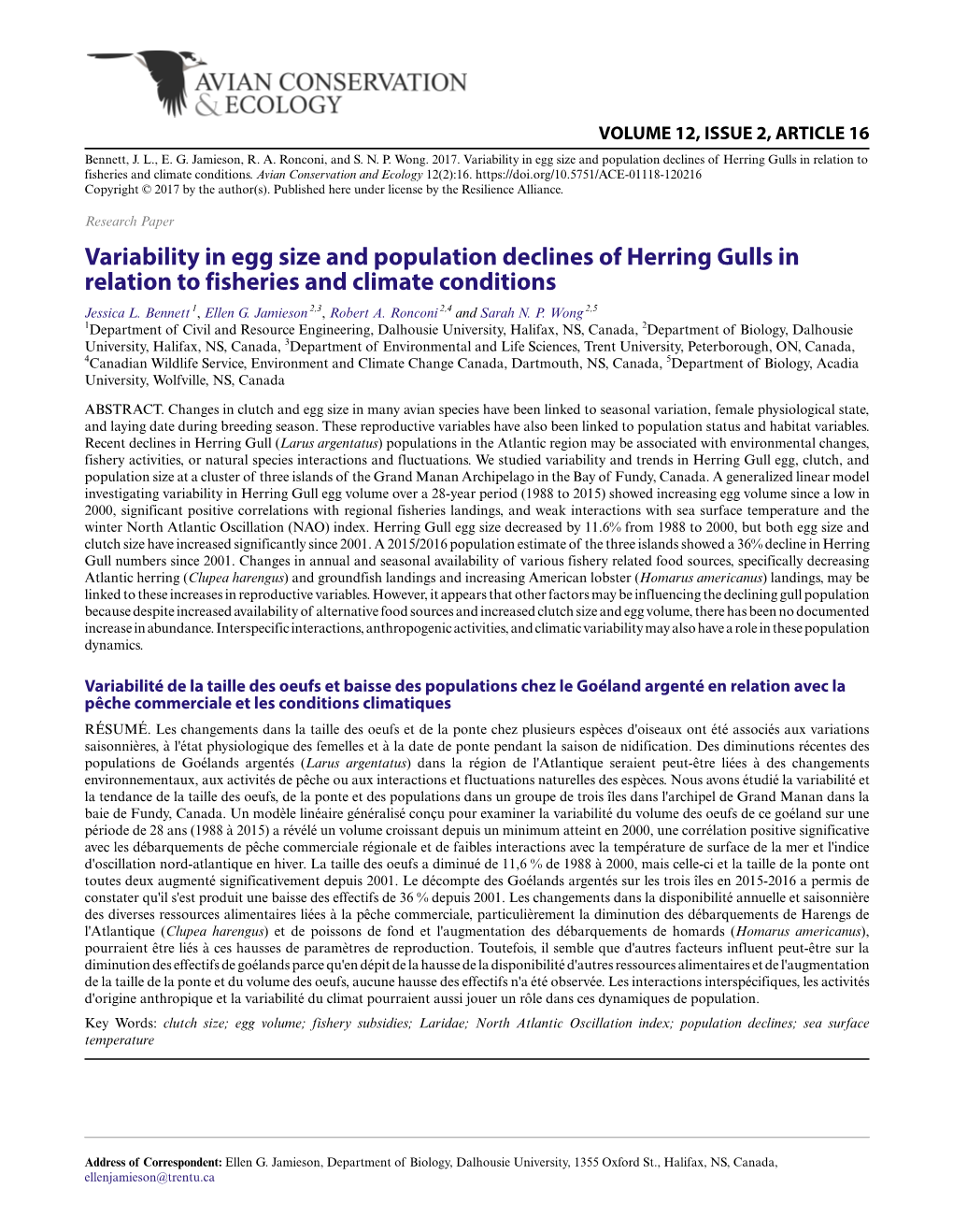 Variability in Egg Size and Population Declines of Herring Gulls in Relation to Fisheries and Climate Conditions