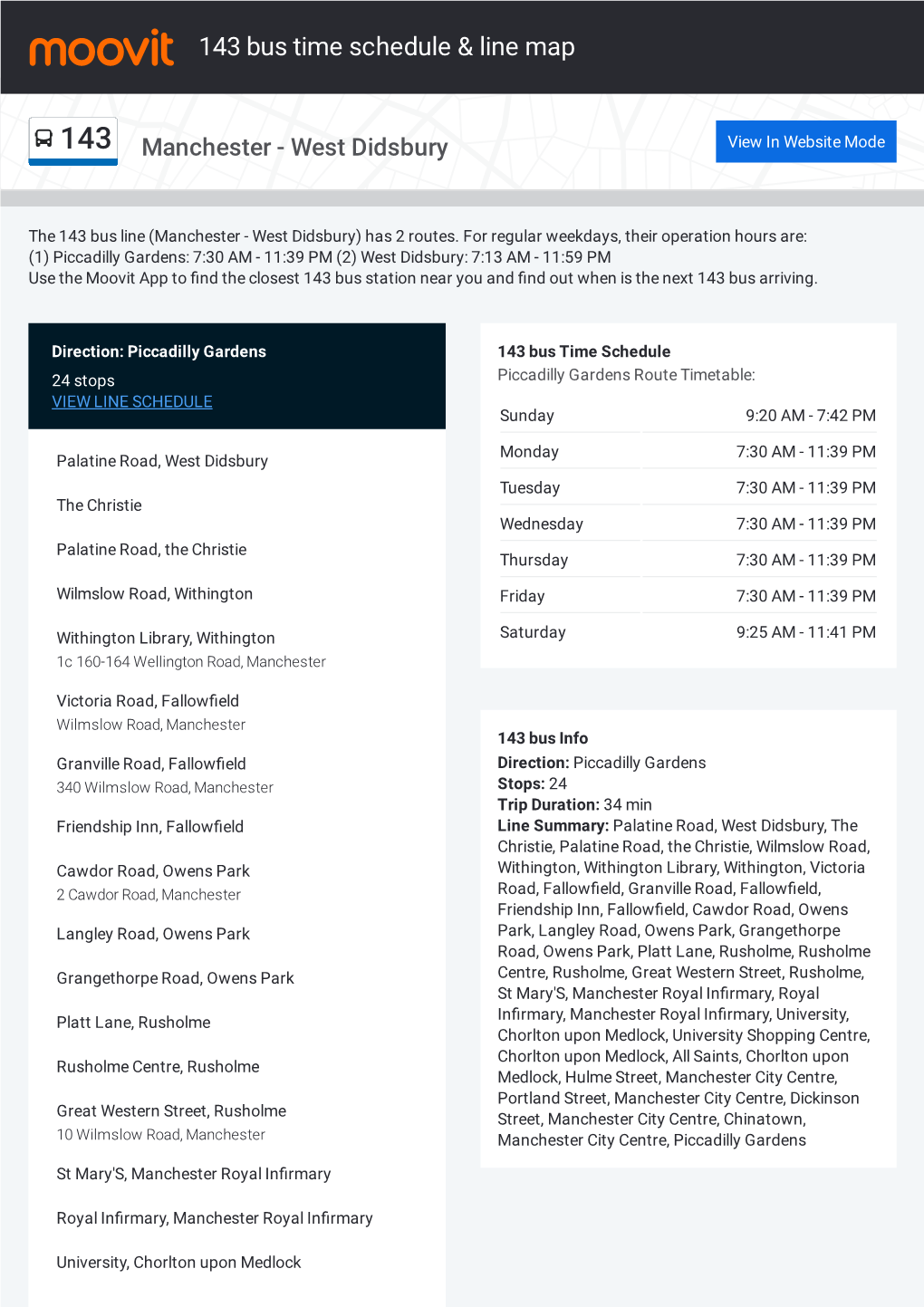 143 Bus Time Schedule & Line Route